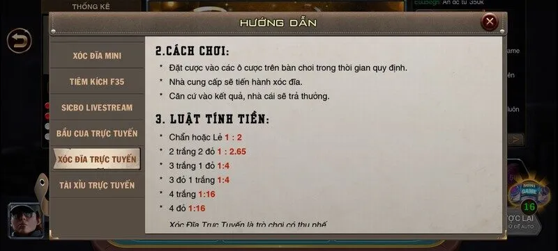 Luật chơi xóc đĩa livestream W88
