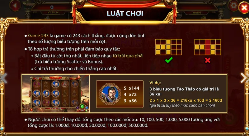 luật chơi nổ hũ Tam Quốc Tranh Hùng w88